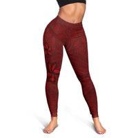 Oxblood Polynesia Leggings Hawaiian Tribal Hammerhead Shark Tattoo - Polynesian Pride