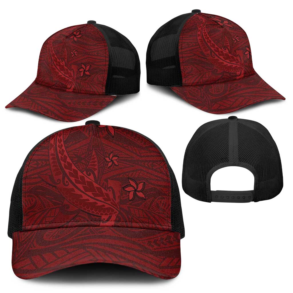 Oxblood Polynesia Mesh Trucker Cap Hawaiian Tribal Hammerhead Shark Tattoo - Polynesian Pride