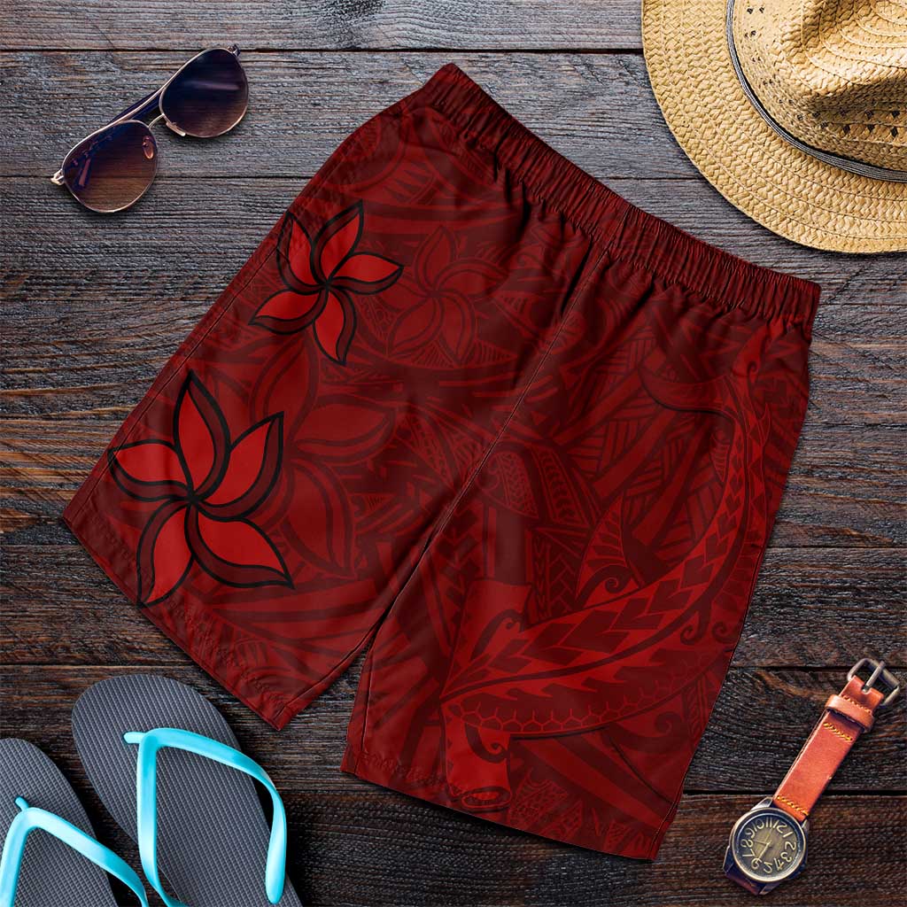 Oxblood Polynesia Shorts for Men Hawaiian Tribal Hammerhead Shark Tattoo LT14 Oxblood - Polynesian Pride
