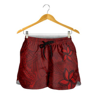 Oxblood Polynesia Shorts for Women Hawaiian Tribal Hammerhead Shark Tattoo LT14 - Polynesian Pride