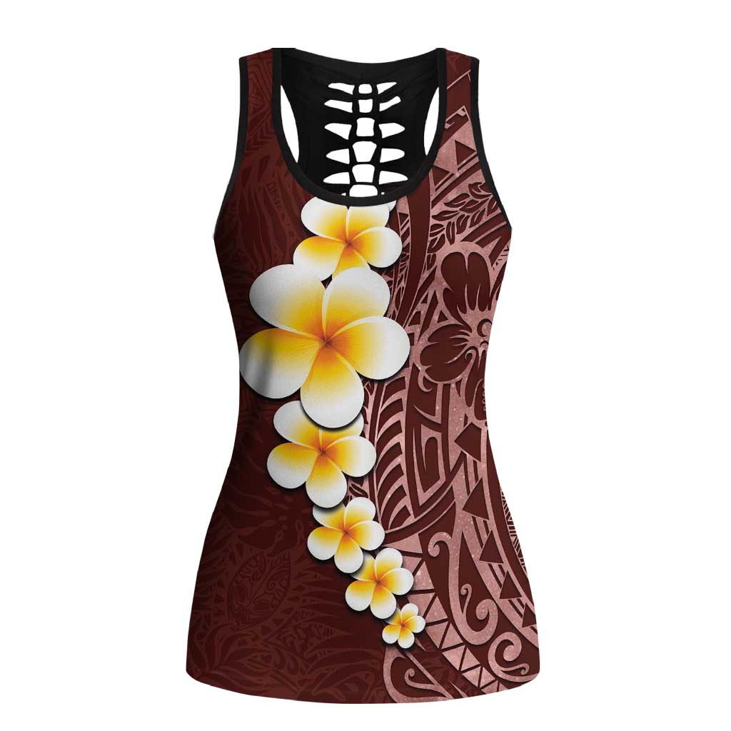Oxblood Tropical Plumeria Galaxy Polynesian Art Hollow Tank Top LT14 Female Oxblood - Polynesian Pride