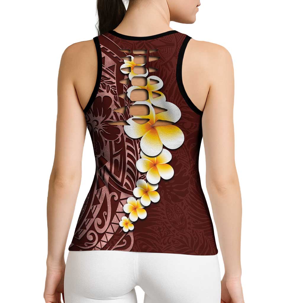 Oxblood Tropical Plumeria Galaxy Polynesian Art Hollow Tank Top LT14 - Polynesian Pride