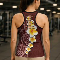 Oxblood Tropical Plumeria Galaxy Polynesian Art Hollow Tank Top LT14 - Polynesian Pride