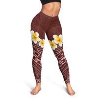 Oxblood Tropical Plumeria With Galaxy Polynesian Art Leggings - Polynesian Pride
