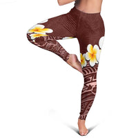 Oxblood Tropical Plumeria With Galaxy Polynesian Art Leggings - Polynesian Pride
