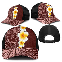 Oxblood Tropical Plumeria With Galaxy Polynesian Art Mesh Trucker Cap - Polynesian Pride
