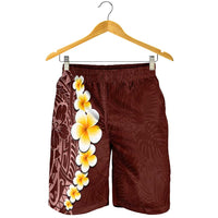 Oxblood Tropical Plumeria With Galaxy Polynesian Art Shorts for Men LT14 - Polynesian Pride