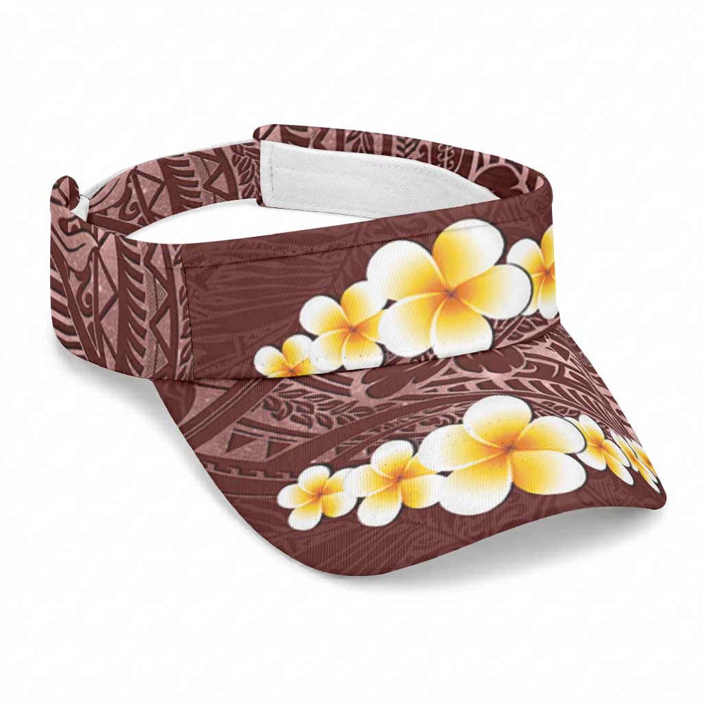 Oxblood Tropical Plumeria With Galaxy Polynesian Art Sun Visor Cap LT14 Universal Fit Oxblood - Polynesian Pride