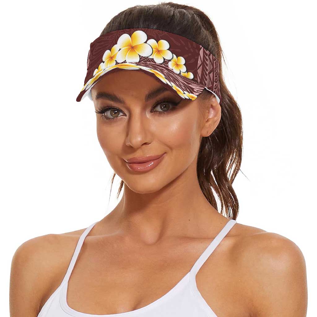 Oxblood Tropical Plumeria With Galaxy Polynesian Art Sun Visor Cap LT14 - Polynesian Pride