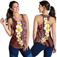 Oxblood Tropical Plumeria With Galaxy Polynesian Art Women Racerback Tank - Polynesian Pride