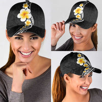 Pacific Hibiscus and Plumeria Tapa Pattern Classic Cap Black Color LT03