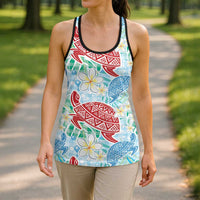 Palaka with Honu and Plumeria Hollow Tank Top Hawaiian Heritage Spirit - Polynesian Pride