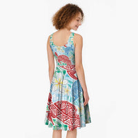 Palaka with Honu and Plumeria Midi Dress Hawaiian Heritage Spirit - Polynesian Pride