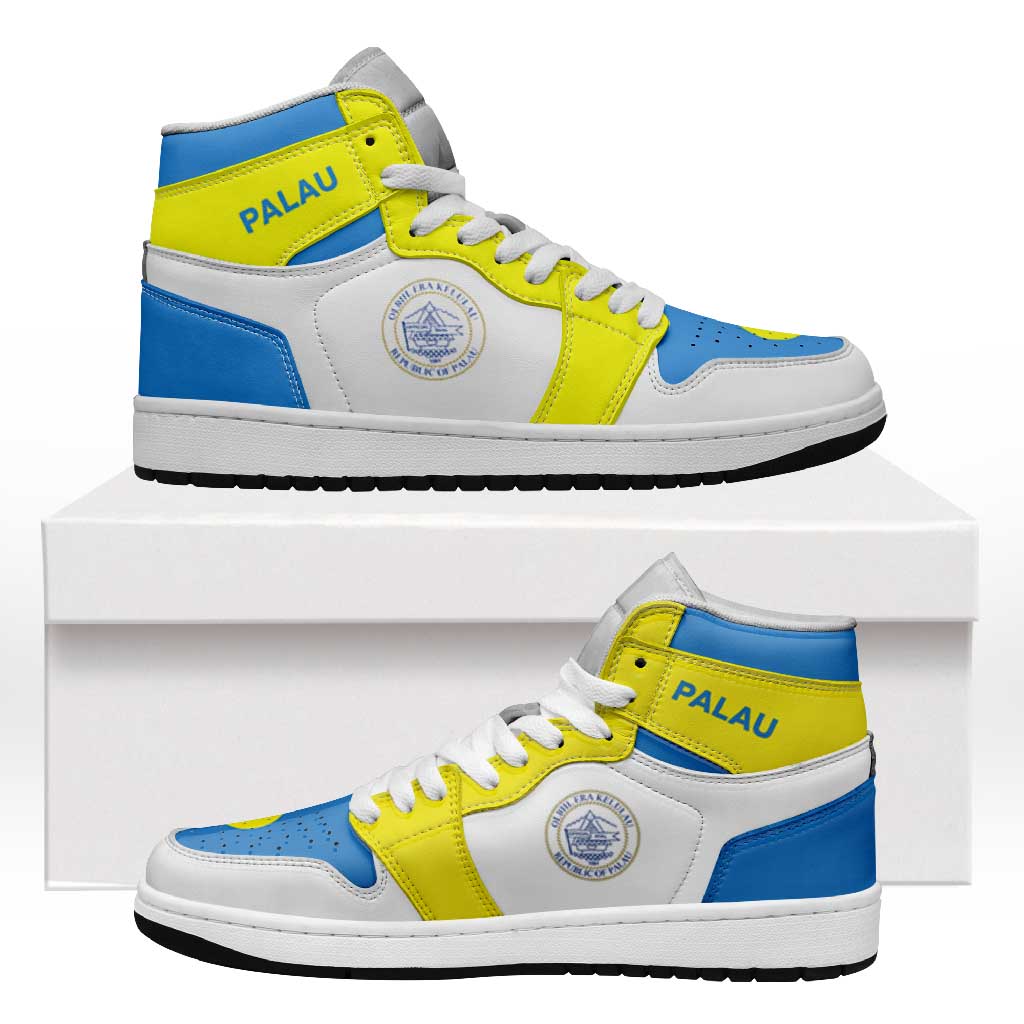 Palau High Sneakers AJ1 Coat Of Arms Flag Inspired LT05 Yellow - Polynesian Pride