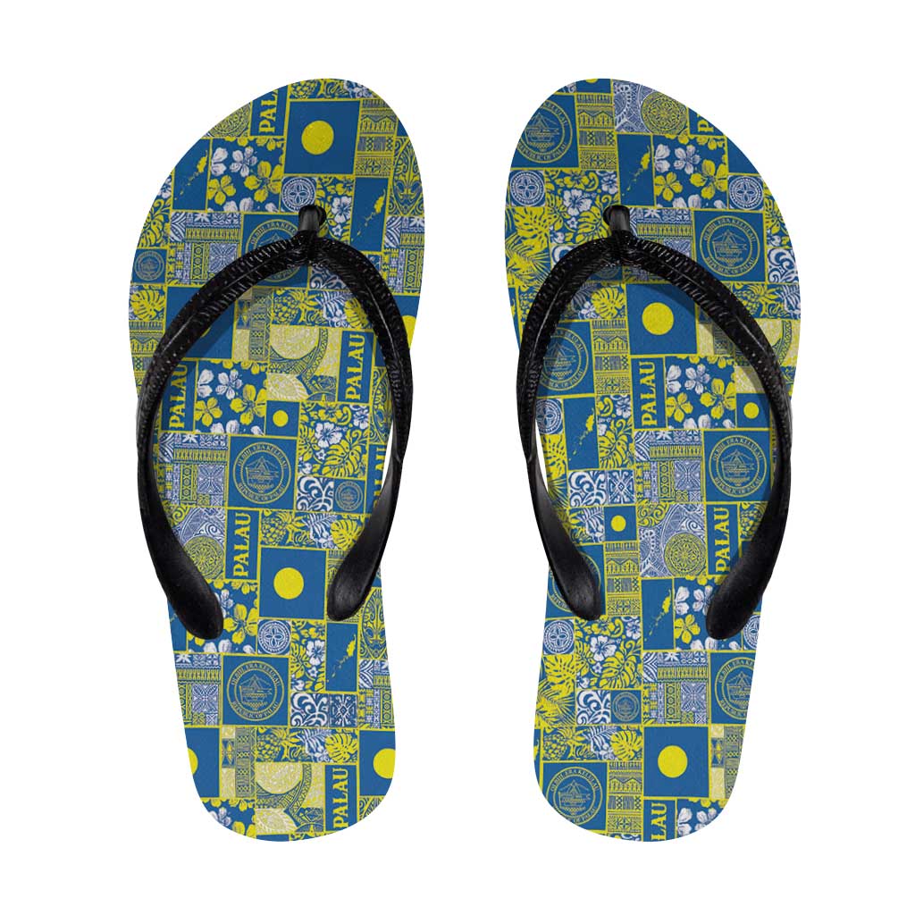 Palau Ungil Kurismas Flip Flops Pacific Patchwork Xmas Vibes - Polynesian Pride