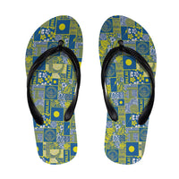 Palau Ungil Kurismas Flip Flops Pacific Patchwork Xmas Vibes - Polynesian Pride