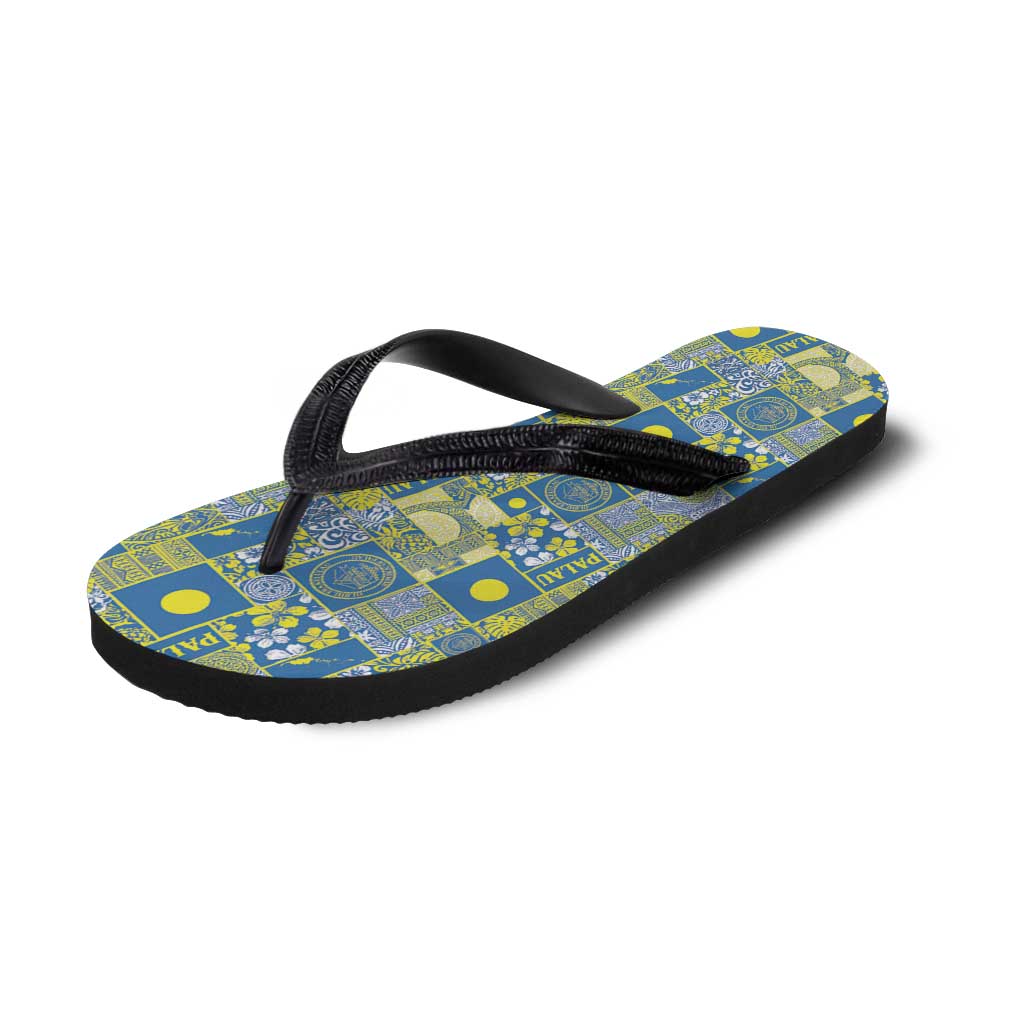 Palau Ungil Kurismas Flip Flops Pacific Patchwork Xmas Vibes - Polynesian Pride