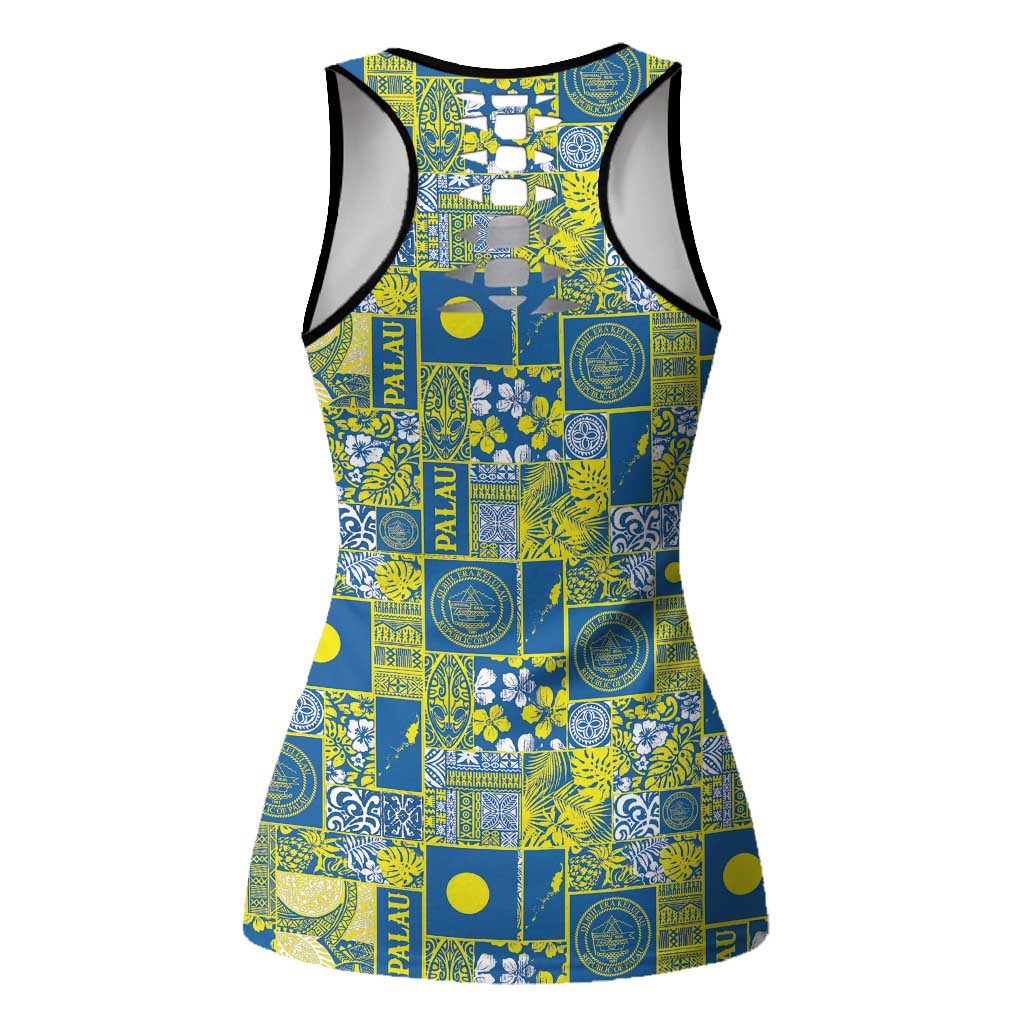 Palau Ungil Kurismas Hollow Tank Top Pacific Patchwork Xmas Vibes - Polynesian Pride