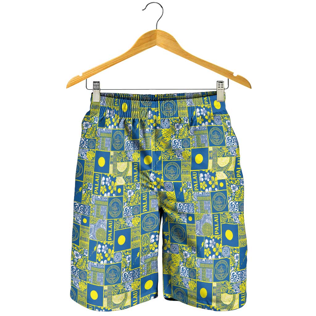 Palau Ungil Kurismas Shorts for Men Pacific Patchwork Xmas Vibes - Polynesian Pride