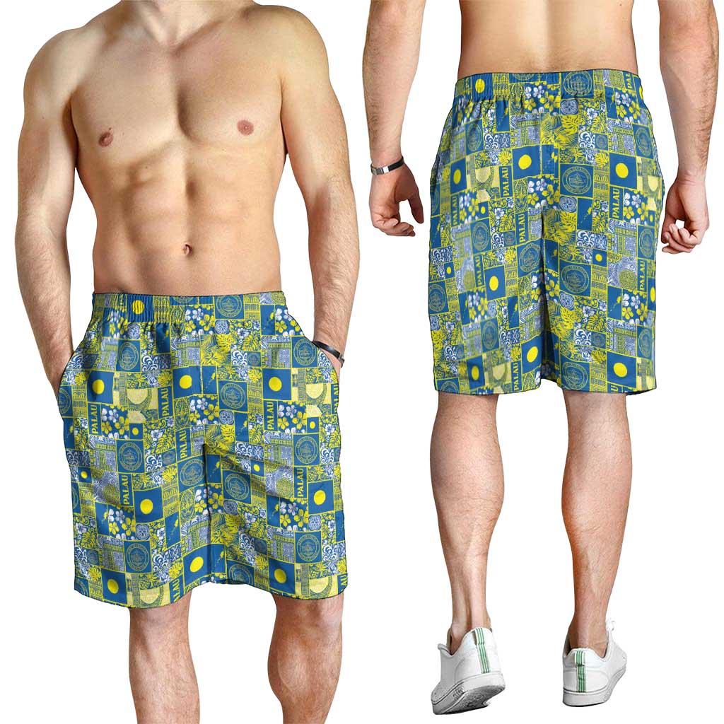 Palau Ungil Kurismas Shorts for Men Pacific Patchwork Xmas Vibes - Polynesian Pride