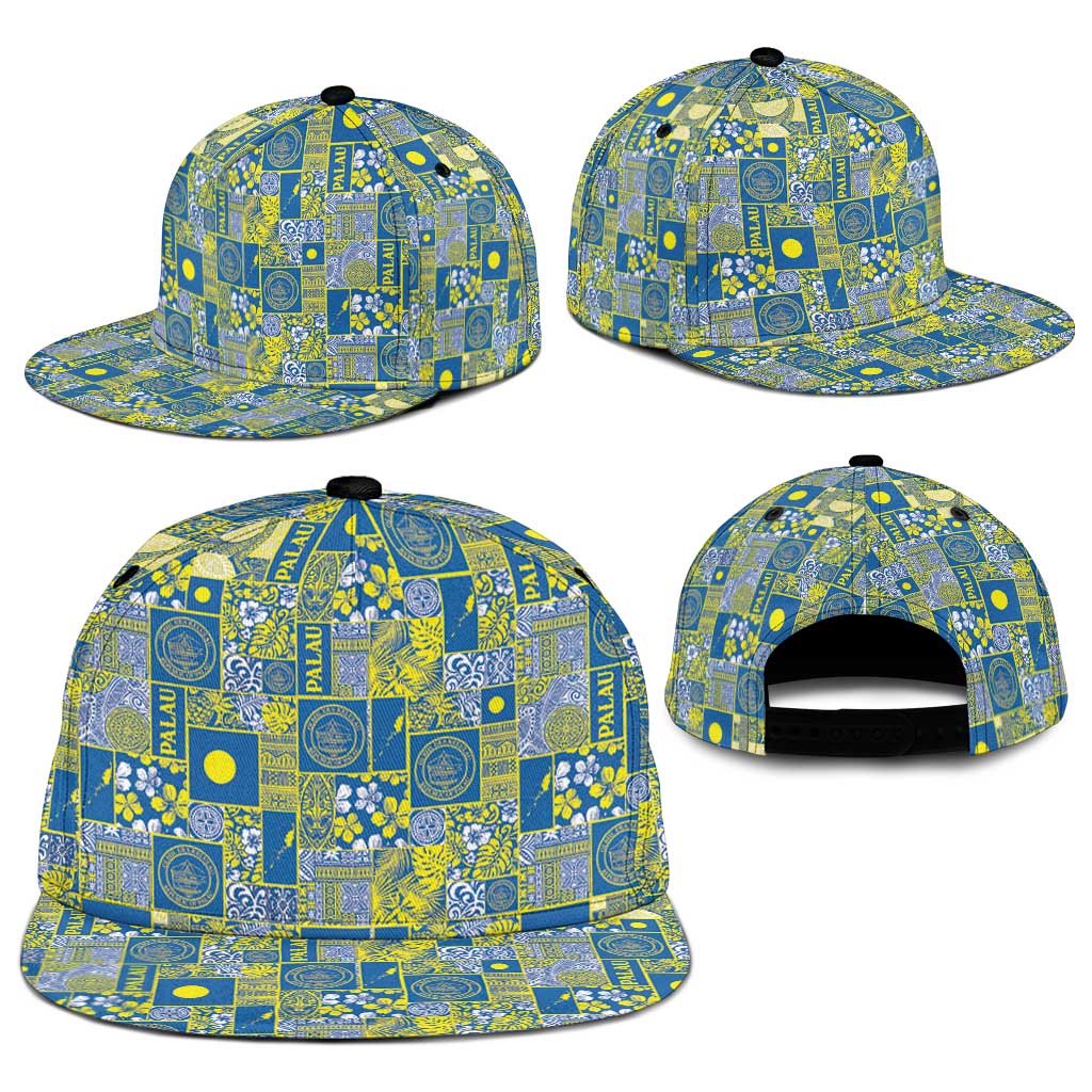 Palau Ungil Kurismas Snapback Cap Pacific Patchwork Xmas Vibes - Polynesian Pride