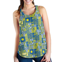 Palau Ungil Kurismas Women Racerback Tank Pacific Patchwork Xmas Vibes - Polynesian Pride