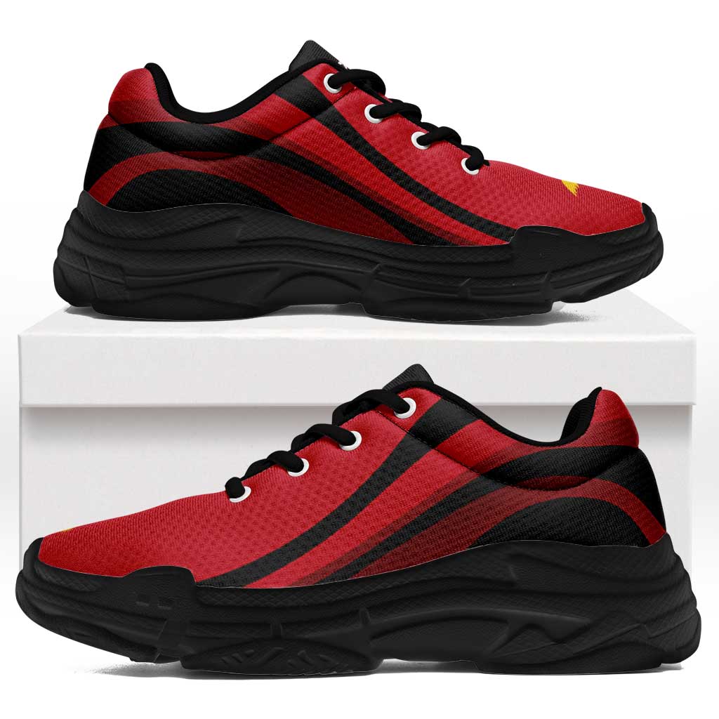 Papua New Guinea Chunky Sneakers Flag-Inspired Curve Style LT05 Black - Polynesian Pride