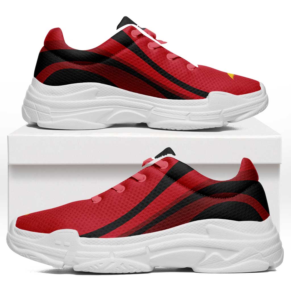 Papua New Guinea Chunky Sneakers Flag-Inspired Curve Style LT05 Black - Polynesian Pride
