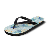 Pastel Cyan Tropical Hawaii Flip Flops Seamless Monstera Plumeria Hawaiian Pattern - Polynesian Pride