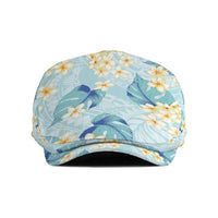Pastel Cyan Tropical Hawaii Jeff Hat Seamless Monstera Plumeria Hawaiian Pattern - Polynesian Pride