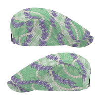 Pastel Green Hawaii Palaka Honohono Pikake Jeff Hat Hawaiian Orchid Lei Polynesian Pattern - Polynesian Pride
