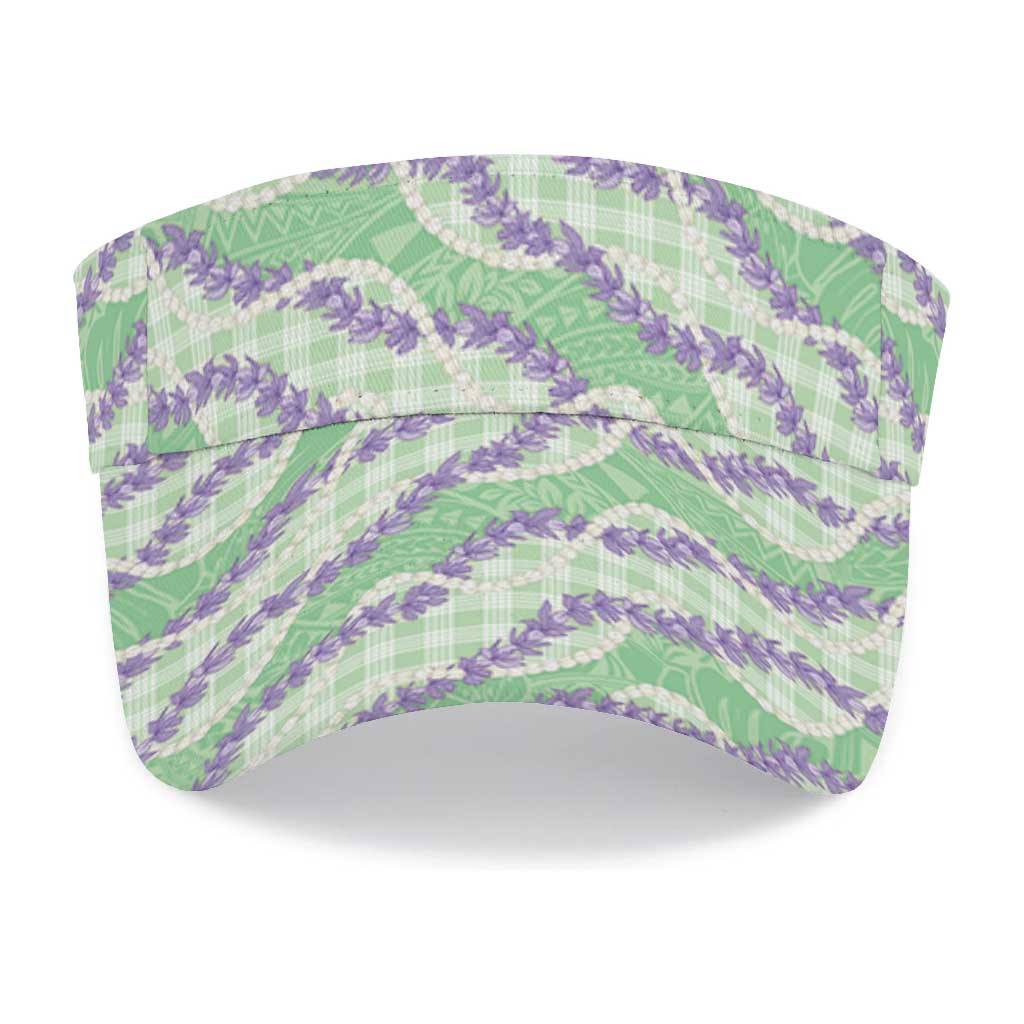 Pastel Green Hawaii Palaka Honohono Pikake Sun Visor Cap Hawaiian Orchid Lei Polynesian Pattern LT14 - Polynesian Pride
