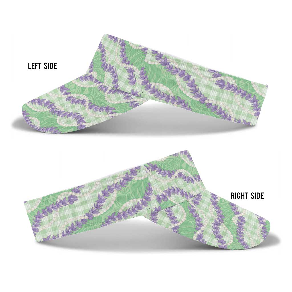 Pastel Green Hawaii Palaka Honohono Pikake Sun Visor Cap Hawaiian Orchid Lei Polynesian Pattern LT14 - Polynesian Pride