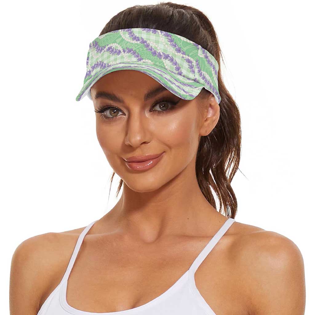 Pastel Green Hawaii Palaka Honohono Pikake Sun Visor Cap Hawaiian Orchid Lei Polynesian Pattern LT14 - Polynesian Pride