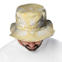 Pastel Yellow Mermaid Puakenikeni Maile Lei Bucket Hat LT01 - Polynesian Pride