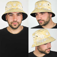 Pastel Yellow Mermaid Puakenikeni Maile Lei Bucket Hat LT01 - Polynesian Pride