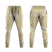 Pastel Yellow Mermaid Puakenikeni Maile Lei Jogger Pants LT01 Yellow - Polynesian Pride