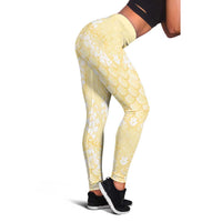 Pastel Yellow Mermaid Puakenikeni Maile Lei Leggings LT01 - Polynesian Pride