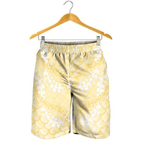 Pastel Yellow Mermaid Puakenikeni Maile Lei Shorts for Men LT01 - Polynesian Pride
