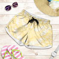 Pastel Yellow Mermaid Puakenikeni Maile Lei Shorts for Women LT01 Yellow - Polynesian Pride