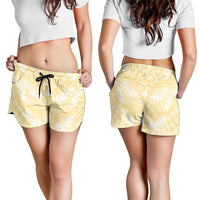 Pastel Yellow Mermaid Puakenikeni Maile Lei Shorts for Women LT01 - Polynesian Pride