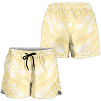 Pastel Yellow Mermaid Puakenikeni Maile Lei Shorts for Women LT01 - Polynesian Pride