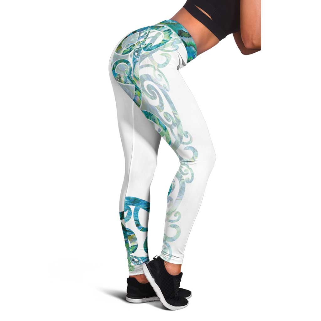 Paua Shell Maori Leggings Koru Kowhaiwhai LT7 - Polynesian Pride