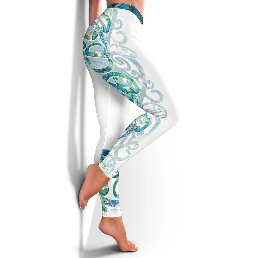 Paua Shell Maori Leggings Koru Kowhaiwhai LT7 - Polynesian Pride