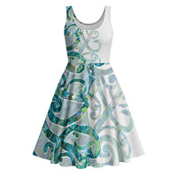 Paua Shell Maori Midi Dress Koru Kowhaiwhai LT7 White - Polynesian Pride