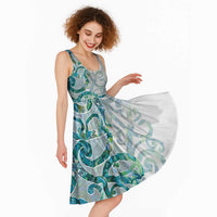 Paua Shell Maori Midi Dress Koru Kowhaiwhai LT7 - Polynesian Pride