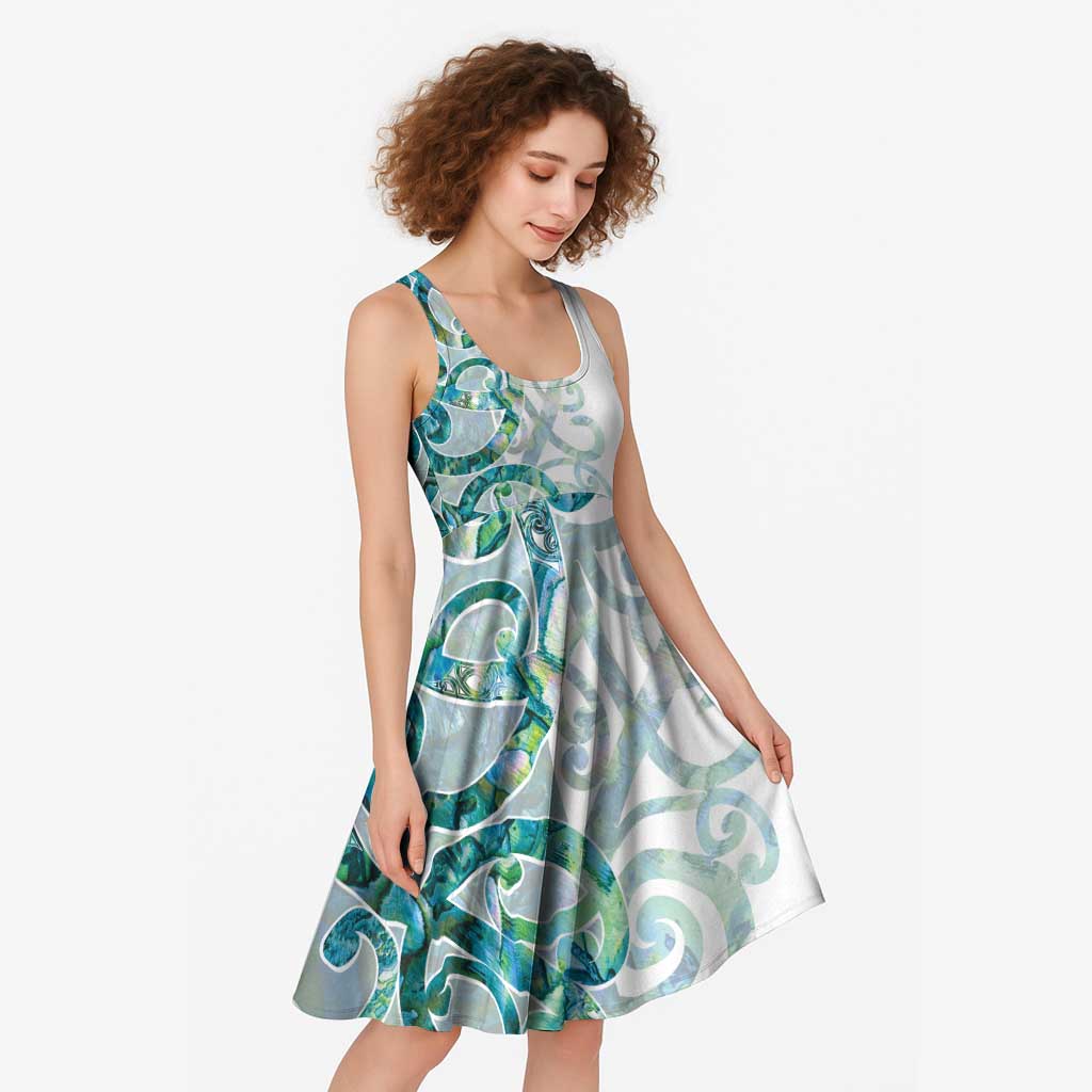 Paua Shell Maori Midi Dress Koru Kowhaiwhai LT7 - Polynesian Pride