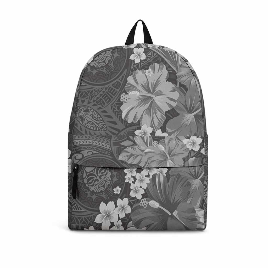 Pauli Hawai'i Hibiscus Backpack Polynesian Tribal Tattoo Pattern Floral Elements LT9 Soft Black - Polynesian Pride