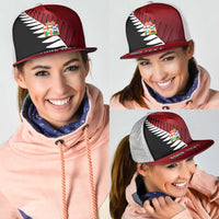 Personalised British Lions New Zealand Mesh Trucker Cap Half Black Fern - Polynesian Pride