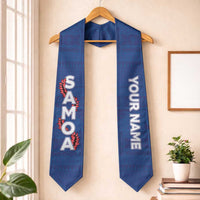 Personalised Samoa Graduation Stole Blue Siapo Pattern With Ula Fala LT05 One Size Blue - Polynesian Pride